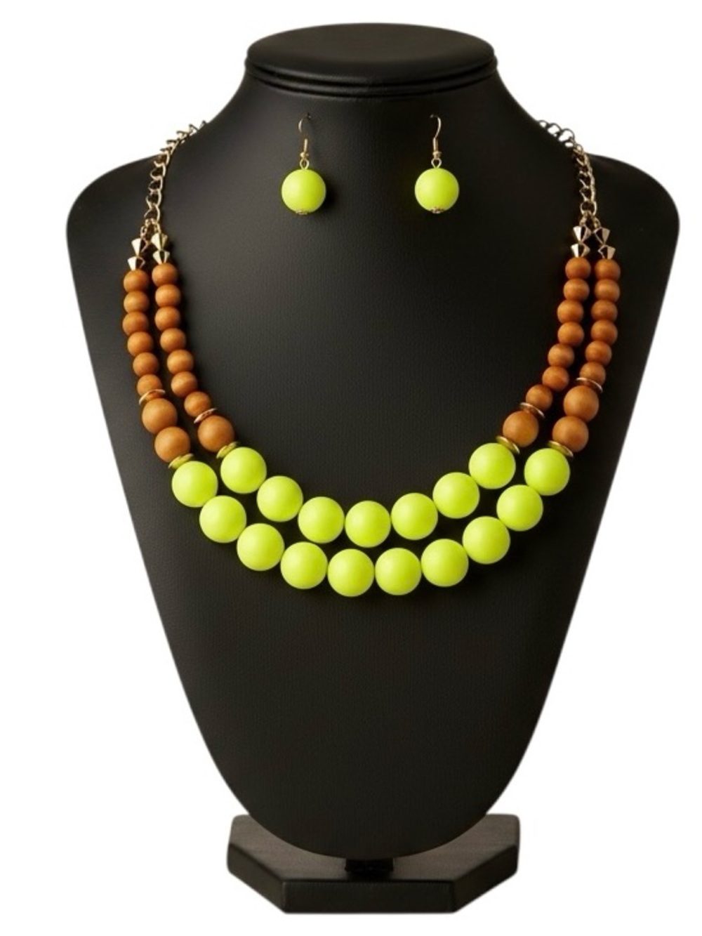 (NWT) Wooden Bead Layered Necklace Set